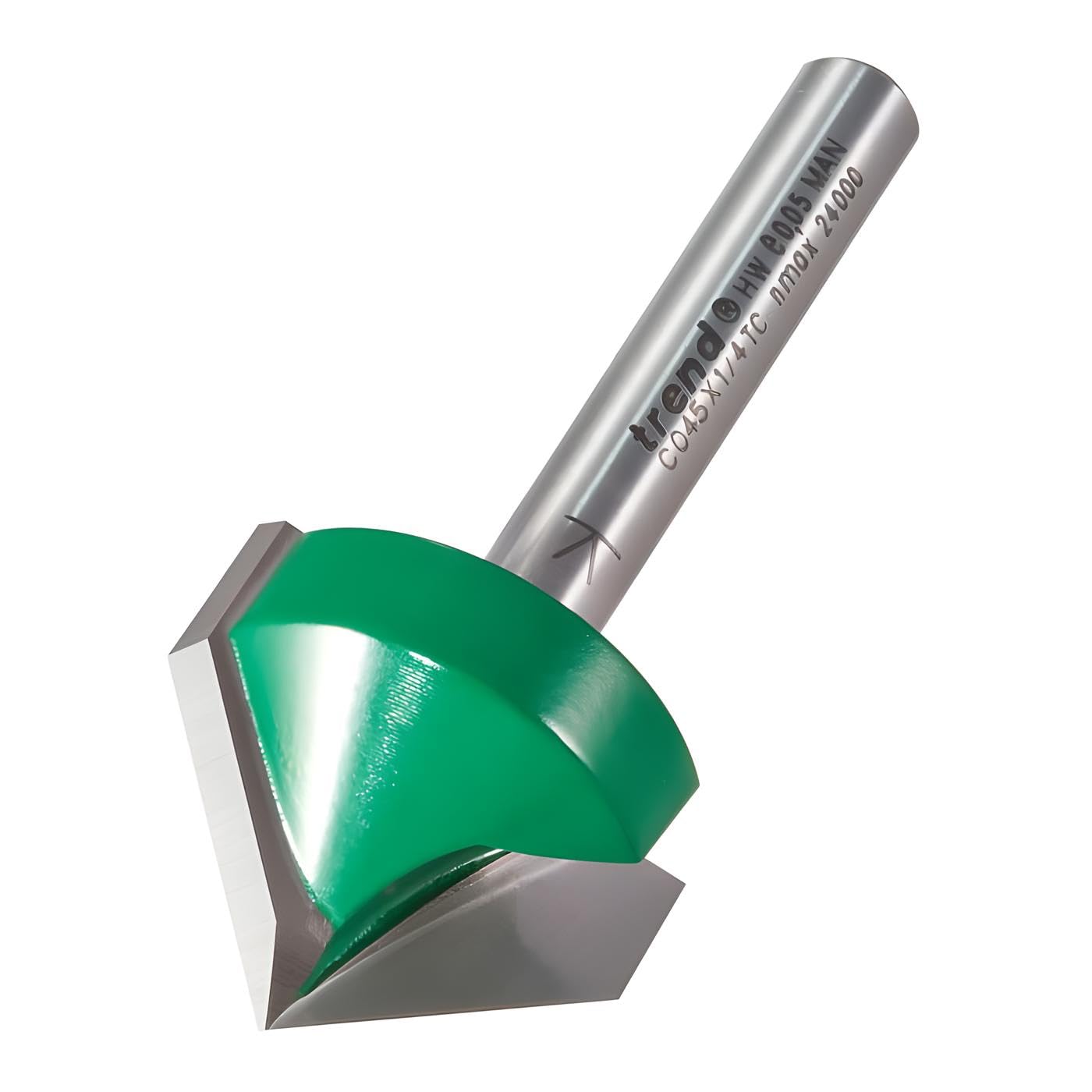 Trend CraftPro Chamfer Router Cutter Bit, 1/4 Inch Shank, 25.4mm Cut Diameter & 45 Degree V Groove, Tungsten Carbide Tipped, C045X1/4TC โ image 1