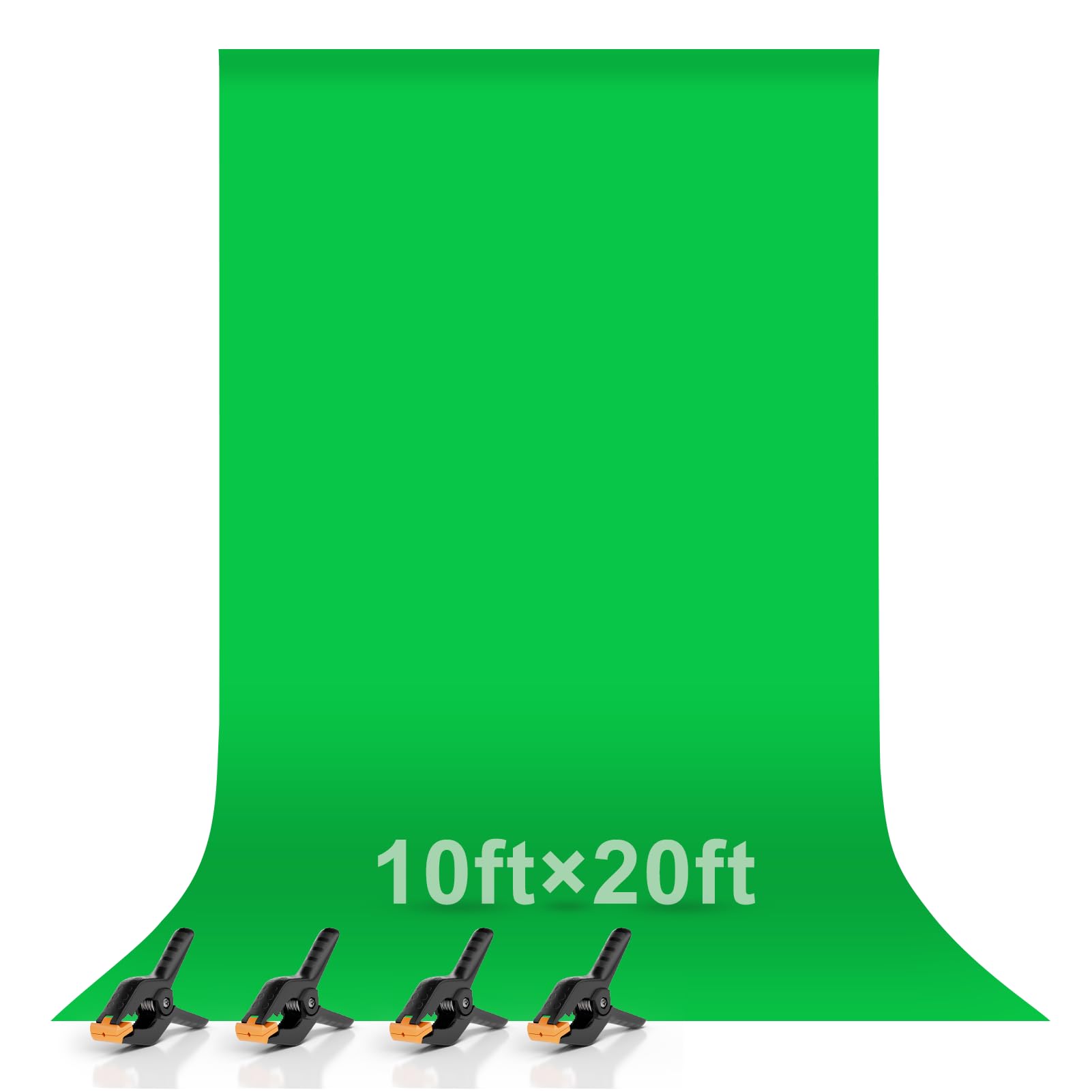 EMART 3.0x6.0m/10x20ft Photography Green Screen Backdrop, Extra Large Chromakey Greenscreen with 4 Clamps, Muslin Cloth Background for Zoom, Streaming, Gaming, Studio Photo Video, Photoshoot — image 1
