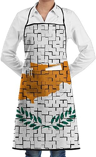 Cyprus Flag Puzzle Funny Aprons Kitchen Aprons Work Aprons With Pockets, 28.3 X 20.8" Cute Apron For Cooking,Baking,Gardening,Crafting,BBQ