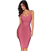 meilun Womens Rayon Belt Detail Bandage Bodycon Party Dress