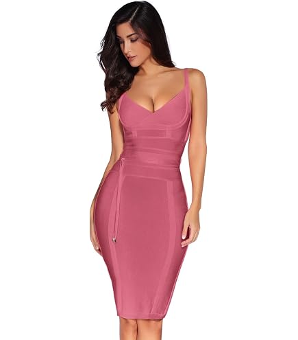 Women's Bandage Dress Sexy Halter Fishtail Bodycon Party Club Elegant Wedding Guest Dress (Antique Pink, XS) : Clothing, Shoes & Jewelry