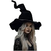 Esaleely Black Witch Hat Adult Halloween Cosplay Costumes Accessory for Women Wicked Witches Hats Decor