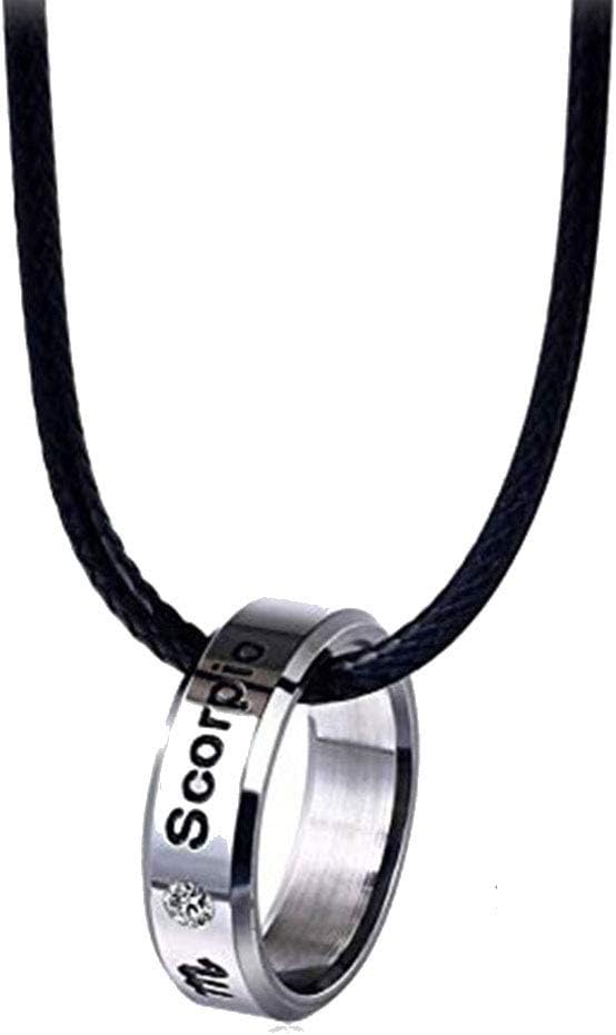 Constellations Horoscope Scorpio Necklace Pendant Rhinestone Stainless Steel Zodiac Sign Tag Ring Statement Necklace Choker for Women Girls(Scorpio)