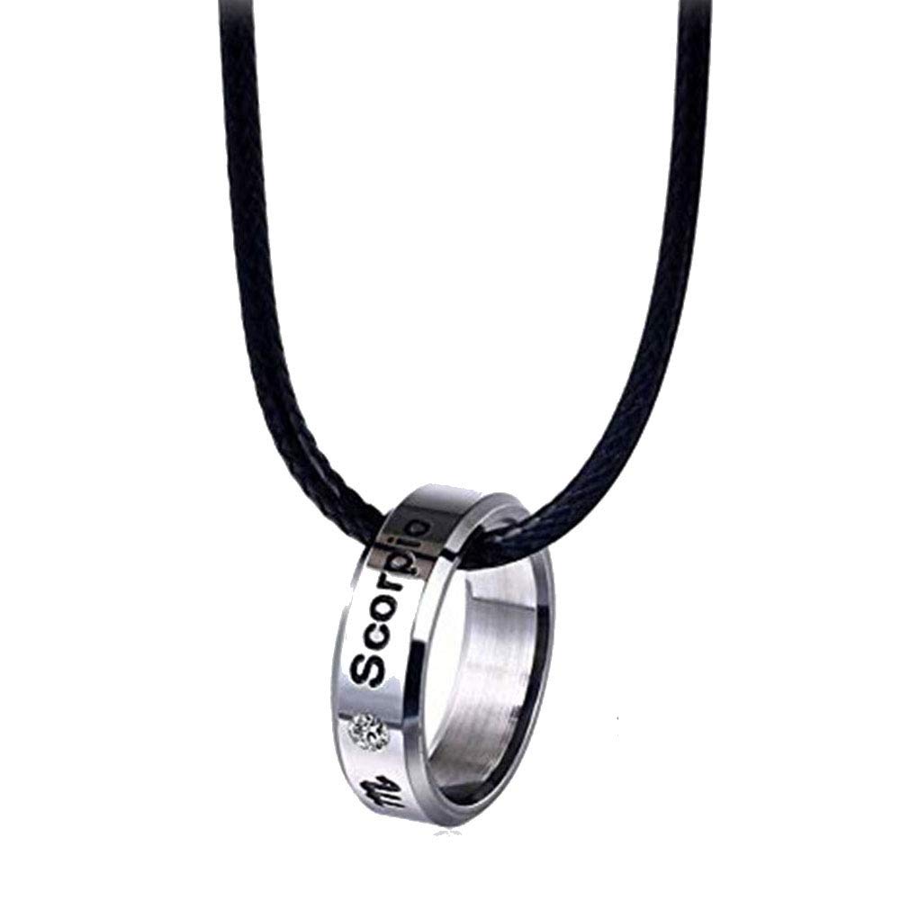 Constellations Horoscope Scorpio Necklace Pendant Rhinestone Stainless Steel Zodiac Sign Tag Ring Statement Necklace Choker for Women Girls(Scorpio)