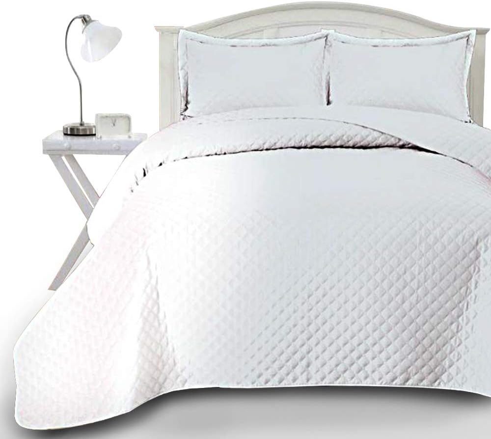 King Size Couvre-Lit Boutis Luxe 100% Coton 260x260cm Avec 2 Taies - Peace Land Lin