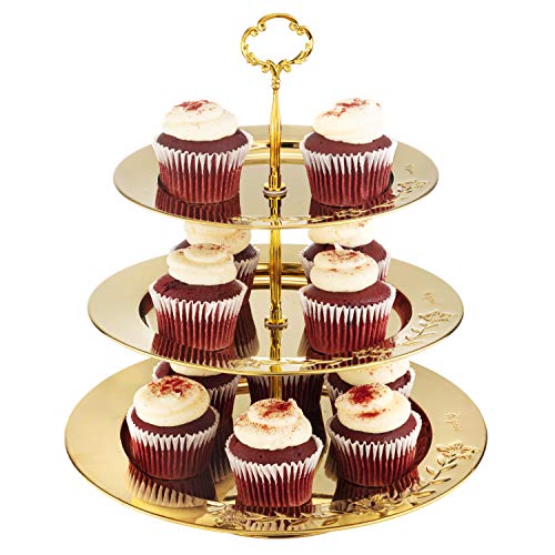 Gold Cupcake StandGold Cake Stand3 Tier Dessert StandThree Tier Serving Tray for Weddings and
