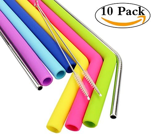 Silicone Straws for 30 oz Tumbler Yeti / Rtic Complete Bundle - Reusable Silicone Straws Set of 6 - Stainless Steel Straws Extra Long - Brushes and Storage Pouch