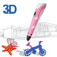 3D Printing Pen for Kids,Juboury JBY-II 3D Drawing Pen with LCD Temperature Display for Model Printing,Art Design,DIY and Crafts Drawing-Compatible with 1.75mm ABS and PLA Filament (Pink)