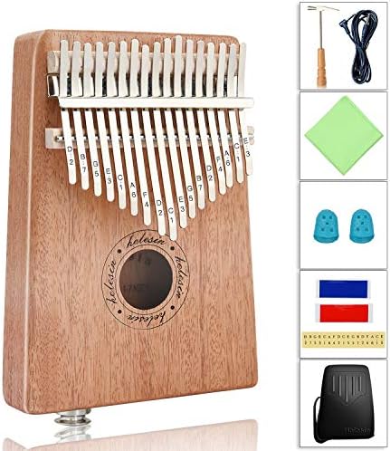 Kalimba 17 Keys Thumb Piano Kalimba Thumb Piano Finger Solid Kalimba Instrument Integrated Pickup with Audio Interface with Waterproof Protective Box Mahogany