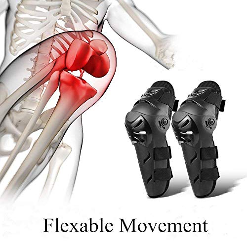 Qii lu 4 pcs Motorcycle Motocross Cycling Elbow and Knee Pads Protection Shin Guards Body Armor Set Black for Adults(Black) - Thumbnail 2
