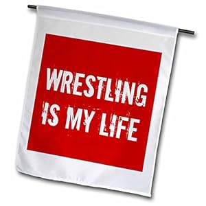 3dRose fl_195364_1 Wrestling is My Life Red White Garden Flag, 12 by 18-Inch