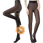 BDLLMDES Fleece Lined Tights for Women, Warm Fake Sheer Pantyhose Leggings Thick Translucent Thermal Stockings