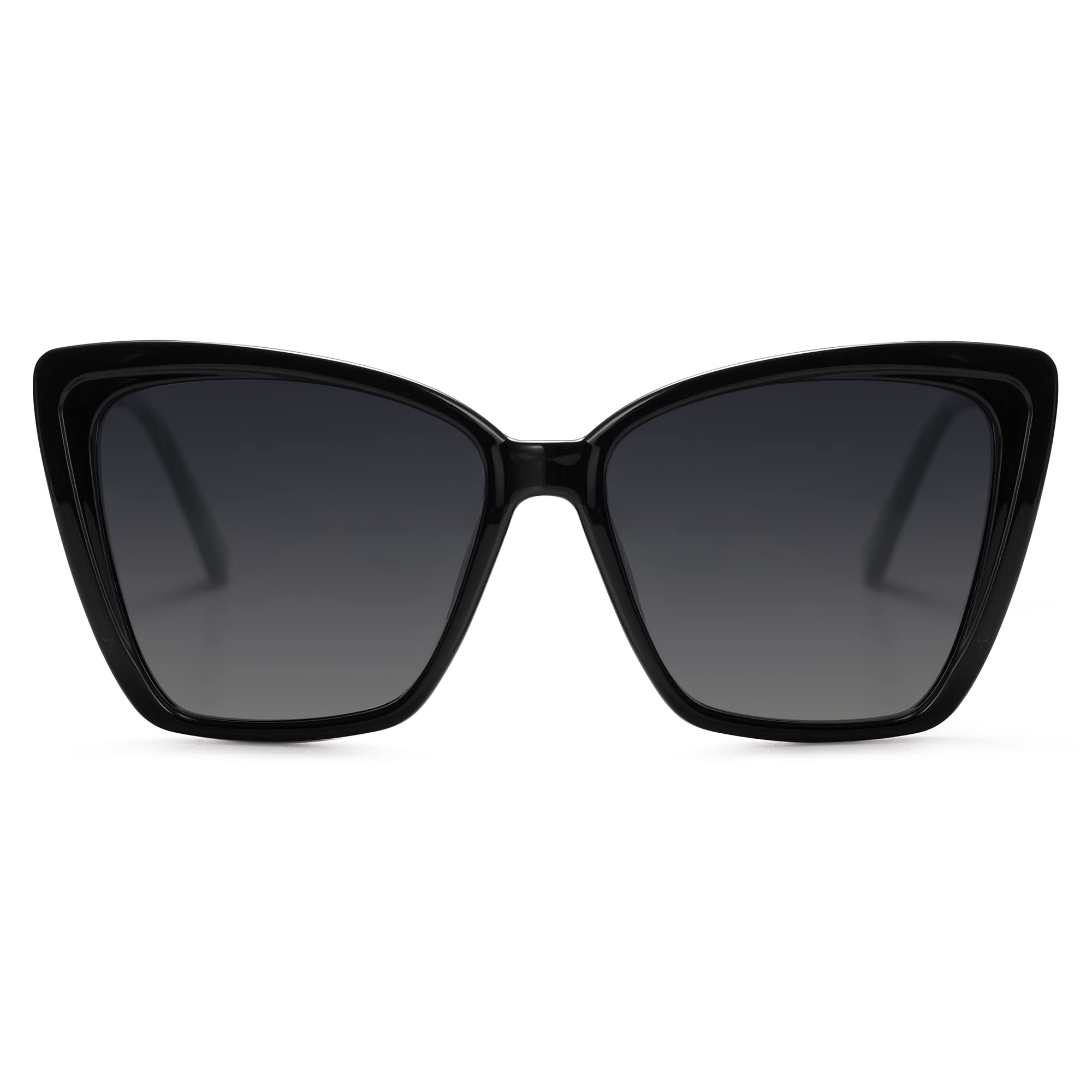 Photo 1 of SOJOS Trendy Polarized Sunglasses For Women Retro Womens Oversized Square Cat Eye Sun Glasses UV Protection SJ2206 Black Frame/Grey Grading Lens