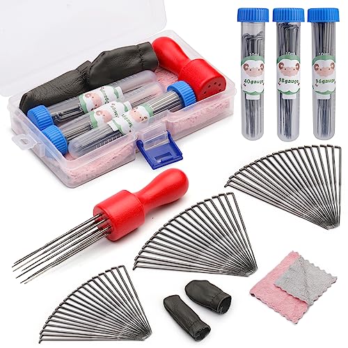 IMZAY 63PCS Needle Felting Kit, Needle Felting Tools,Wool Needle Felting Supplies with Needles Felting Needles, Wooden Handle, Felting Tools, Perfect for DIY Felting Wool Projects