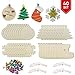 Hidreas 40PCS Christmas Crafts Unfinished Wooden Christmas Ornaments Kit, DIY Ornaments Crafts with 40PCS Colorful Bells and 40PCS Wax Rope for Holiday Decoration and DIY Craft Making