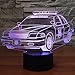 YKLWORLD Police Car Night Light 3D Optical Illusion Lamp LED Desk Table Lamp with Touch Switch Button Control 7 Colors Change USB Cable Lighting Toy for Car Lover Kids Boys Gift Room Decoration