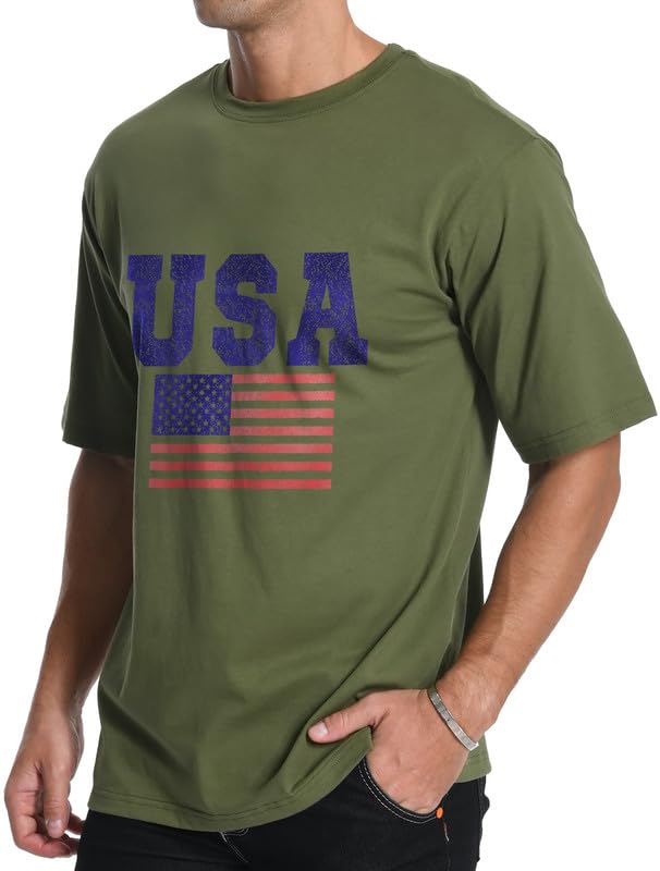 Men\'s Graphic Tees, Short Sleeve USA Flag Crewneck Casual American Patriotic Regular T-Shirt for Men