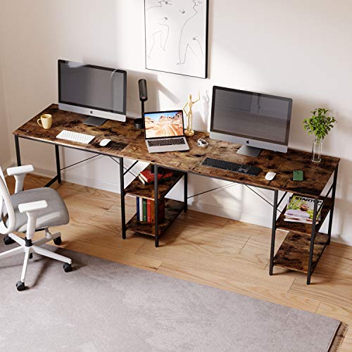 Bestier L Shaped Desk with Shelves 95.2 Inch Reversible Corner Computer Desk or 2 Person Long Table for Home Office… - Image 4
