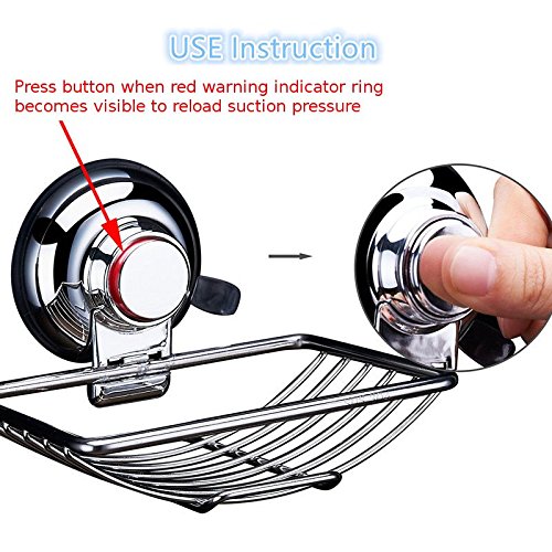 Bar Soap Holder - Powerful Vacuum Suction Cup with Loose Suction Warning Indicator - Strong Stainless Steel Sponge Holder for Bathroom & Kitchen - By HARMONI