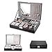 EleLight Black Jewelry Box 8 Slots Watch Organizer Storage Case with Lock and Mirror for Men Women