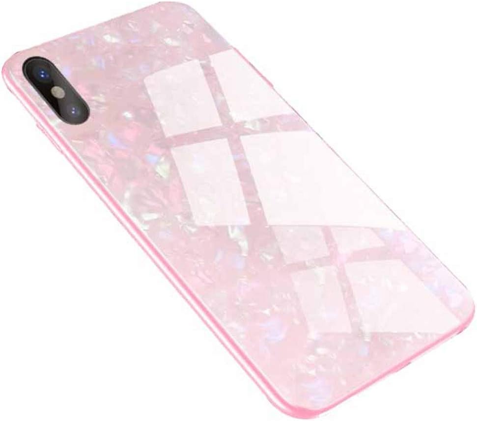 Luhuanx Case Compatible with iPhone Xs Max, Tempered Glass Case &Conch Shell Pattern Back + TPU Frame Hybrid Shell Slim Case for iPhone Xs Max in 6.5 inch,Anti-Scratch Anti-Drop