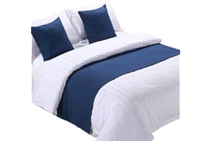 Zhiyuan Solid Linen-Like Hotel Bed Foot Runner Home Decorative Bed Scarf Dining Table Runner 19.5"x102", Dark Blue