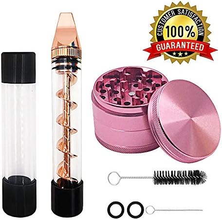 Glass Tamper Tool Set & 2.5 inch Grinder Kit with Drawstring Bag Rose Gold