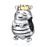 Queen Bee Charm Pendant 925 Sterling Silver Bead Animal Charms Fits European Charm Bracelet Necklace