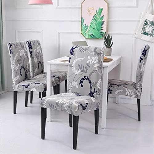 Estrend Soft Stretch Stylish High Chair Covers with Printed Pattern Set of 4 Elastic Chair Slipcovers for Home Party Hotel Wedding Ceremony Leaf