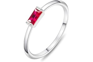 KOHOTA Silver Birthstone Rings for Women Dainty Stackable Engagement Wedding Promise Rings Non Tarnish CZ Emerald Green Gemstone Ring Mothers Birthday Gift Size 6-10