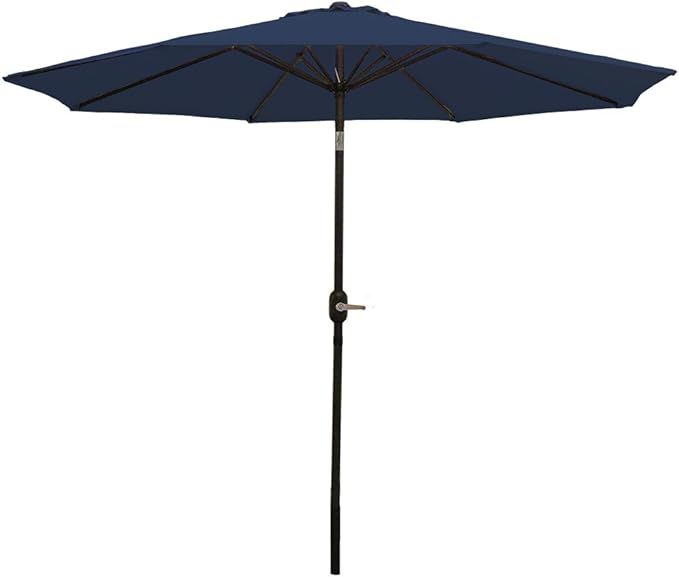 Amazon Com Sunnydaze 9 Foot Outdoor Patio Umbrella Push Button Tilt Crank Patio Table Umbrella Aluminum Pole Polyester Shade Canopy Navy Blue Garden Outdoor