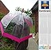 Rainbrace Transparent Bubble Umbrella Auto Open, Fashion Dome Shape with Color Trim(Pink)