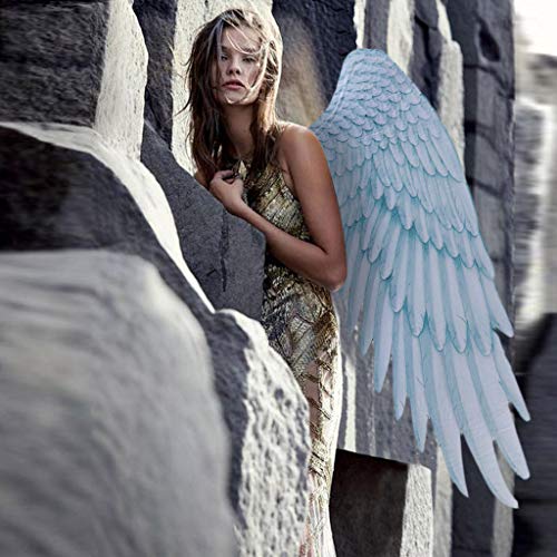 Beyonds Halloween Cosplay 3D Angel & Fallen Angel Wings Halloween Theme Party Cosplay Costume Accessories for Adults Men Women Children (Blue White)