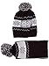 Simplicity Kid's Winter Knitted Set Beanie and Scarf, Striped / Snowflakes Pattern