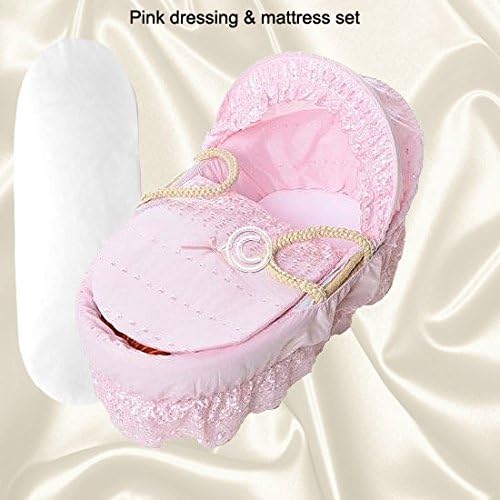 Isabella Alicia Baby Pink Broderie Anglaise Spare Replacement Moses Basket Dressing Covers and Sheet (NO Basket) UK Made