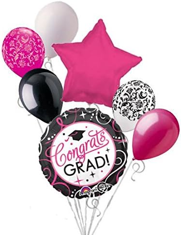 7 pc Sparkling Congrats Grad Balloon Bouquet Party Congratulations Graduation