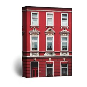 Canvas Wall Art - Facade of a Red Building - Giclee Print Gallery Wrap Modern Home Art Ready to Hang - 12x18 inches