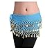 Viskey Fashion Chiffon Belly Dance Waist Chain with Golden Coins in 3-Layers,Blue