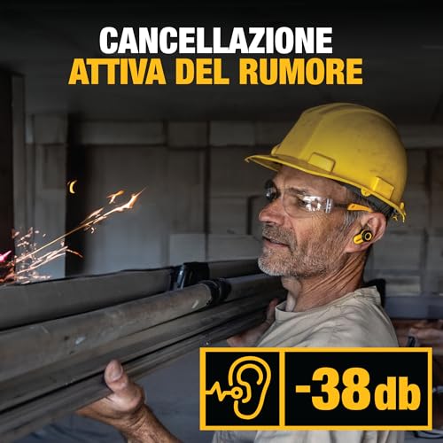 DEWALT - Jobsite Pro X2 ANC Fully Wireless Bluetooth Earbuds, Work Earbuds with Noise Reduction up to 38dB, Rotation Controls, 10 Hours Runtime (More than 40 with the