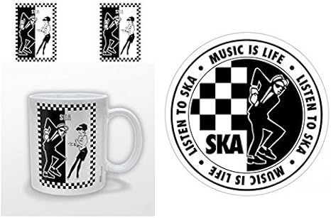 Amazon セット スカ Rude Boy Rude Girlフォトコーヒーマグ 4 X 3インチ と1スカ ステッカー粘着デカール 4 X 4インチ グラス タンブラー オンライン通販