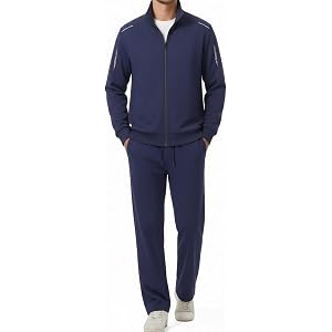 Men 2 Piece Tracksuit Set Pullover Hoodie Matching Sweatpants Full Zip Up Casual Jogging Sportswear