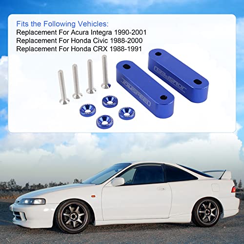 JDM Aluminum Hood Spacer Risers For Acura Integra Honda CRX Civic - Neo Blue Finish