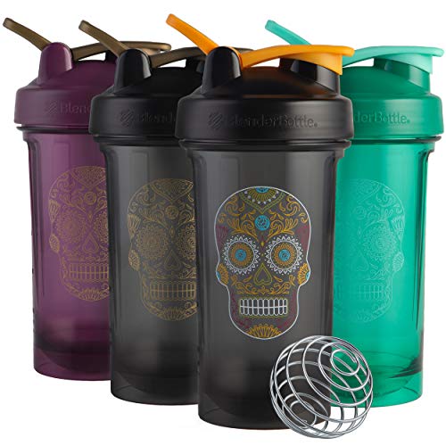 BlenderBottle Sugar Skull Shaker Bottle Pro Series Perfect for Protein Shakes and Pre Workout