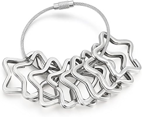 Stainless Steel String Wire Key Chain 6.8 Inches Connector Pack of 8 Five Star Ring