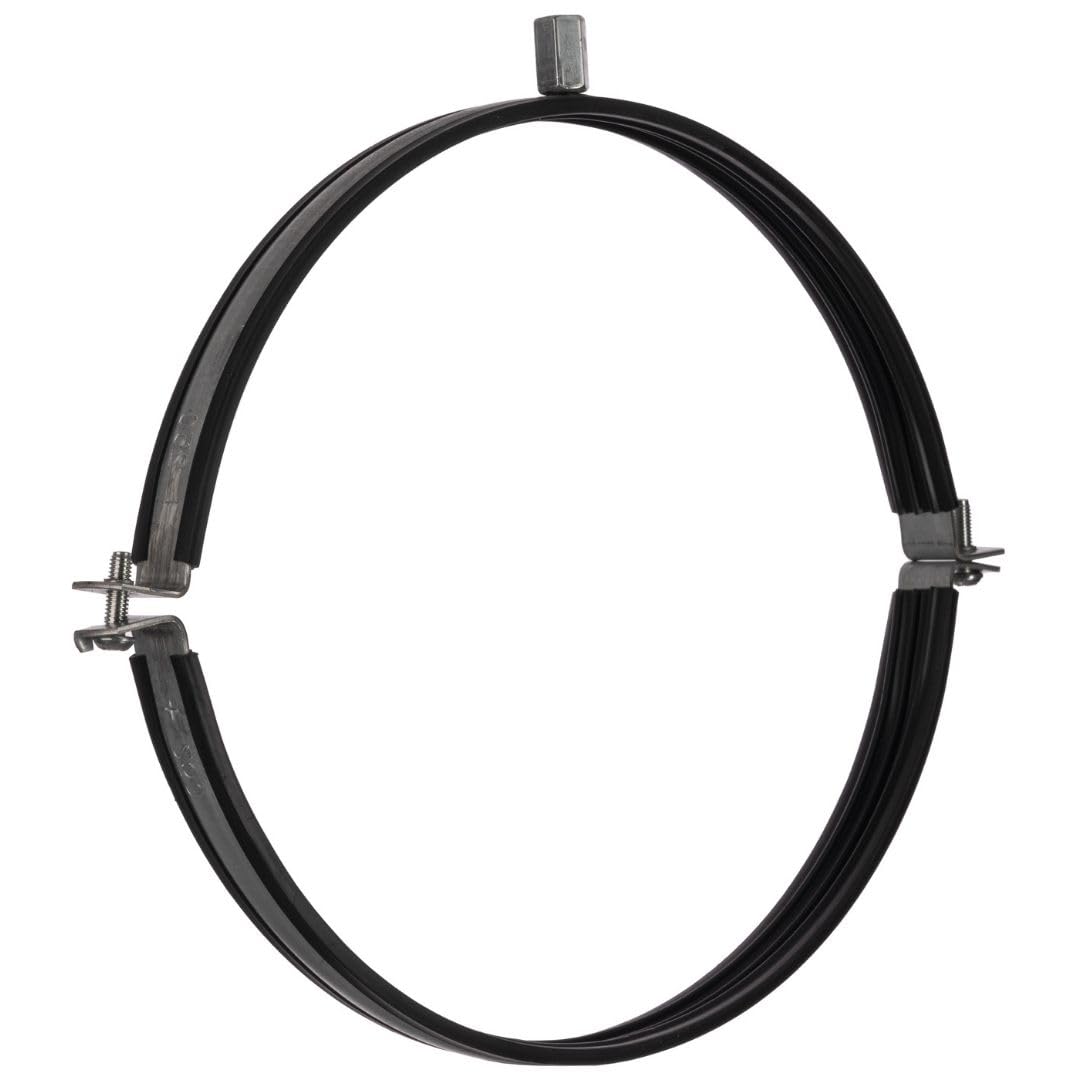 LIRAST Pipe Clamp Ø 250 mm – 10 inch Galvanised Steel Pipe Bracket with Rubber Lining – Wall and Ceiling Fixing – M8/M10 Thread