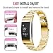 Oitom Stainless Steel Bands Compatilbe with Fitbit Charge 2,Premium Stainless Steel SS Metal Replacement Watch Band Strap for Smart Fitness Watch (Gold)