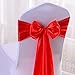 Gold Fortune 10-Pack Red Satin Chair Sashes - 7x108 Inch Wedding Chair Bows for Banquet, Party Decorations, Thanksgiving Event - Adjustable Satin Ties for Table Decor (10 Count)