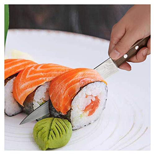 Sashimi Sushi Knife, Pro 8 Inch Chef Knife, Kitchen Knife with German High Carbon Stainless Steel & Gray Leather Wooden Handle Great for Slicing Meat, Fruits, Vegetables