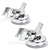 BUYGOO 2 Pack Adjustable Shower Head Holder, Suction Cup Shower Head Bracket, Wall Mounting Bracket for Marble, Glass, Metal,