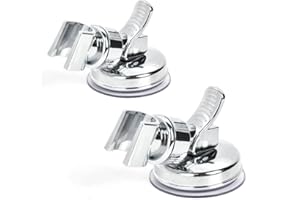 BUYGOO 2 Pack Adjustable Shower Head Holder, Suction Cup Shower Head Bracket, Wall Mounting Bracket for Marble, Glass, Metal,